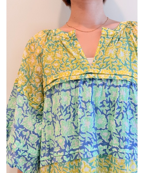 sara mallika(サラ マリカ)の「CTN BLOCK FLOWER PRT FRILL DRESS(ワンピース・レディース・イエロー/ブルー・S)」の13枚目の写真