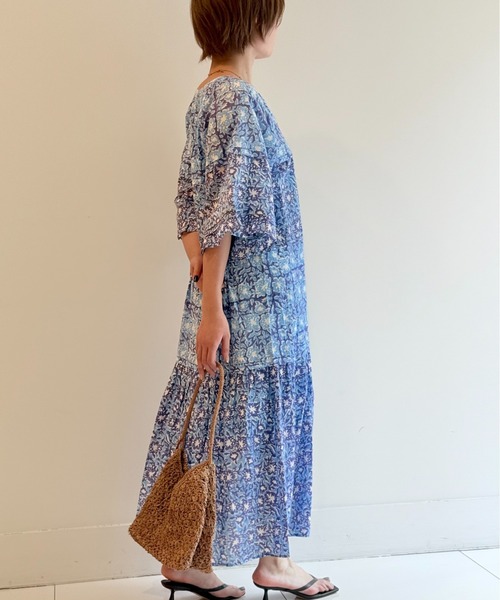 sara mallika(サラ マリカ)の「CTN BLOCK FLOWER PRT FRILL DRESS(ワンピース・レディース・イエロー/ブルー・S)」の6枚目の写真