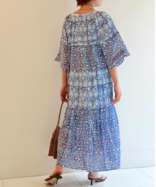 sara mallika(サラ マリカ)の「CTN BLOCK FLOWER PRT FRILL DRESS(ワンピース・レディース・イエロー/ブルー・S)」の8枚目の写真