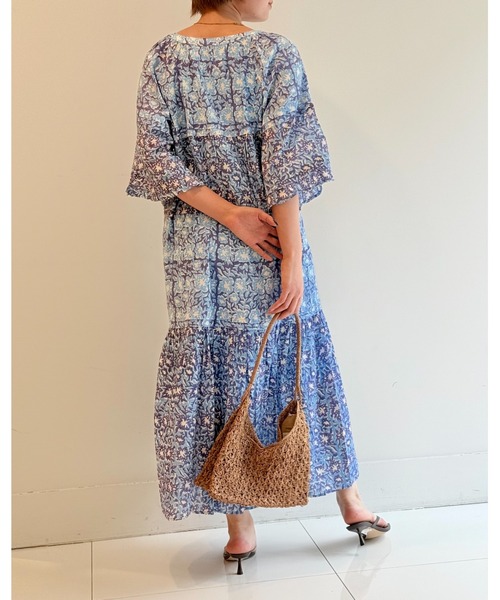 sara mallika(サラ マリカ)の「CTN BLOCK FLOWER PRT FRILL DRESS(ワンピース・レディース・イエロー/ブルー・S)」の9枚目の写真
