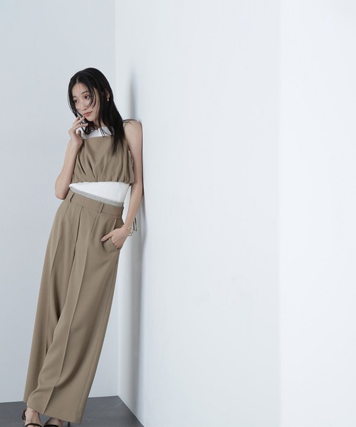 NATURAL BEAUTY BASIC(ナチュラルビューティーベーシック)の「◇ビスチェ&レイヤードライクパンツ(パンツドレス・レディース・チャコールグレー/ベージュ・MEDIUM)」の22枚目の写真