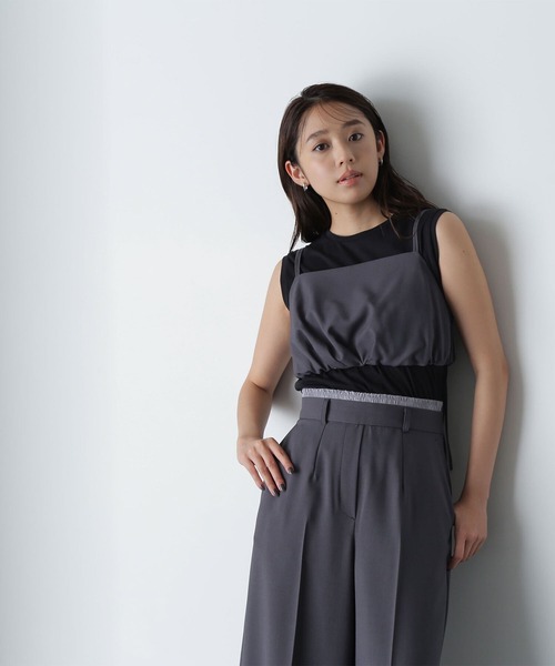 NATURAL BEAUTY BASIC(ナチュラルビューティーベーシック)の「◇ビスチェ&レイヤードライクパンツ(パンツドレス・レディース・チャコールグレー/ベージュ・MEDIUM)」の6枚目の写真