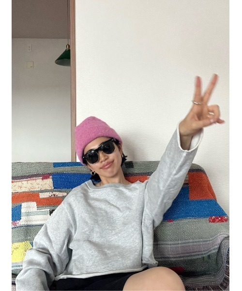 BLACK BY MOUSSY(ブラックバイマウジー)の「knit beanie(ニットビーニー)(ニットキャップ/ビーニー・レディース・ブラック/トップグレー/ピンク/レッド系その他・FREE)」の7枚目の写真