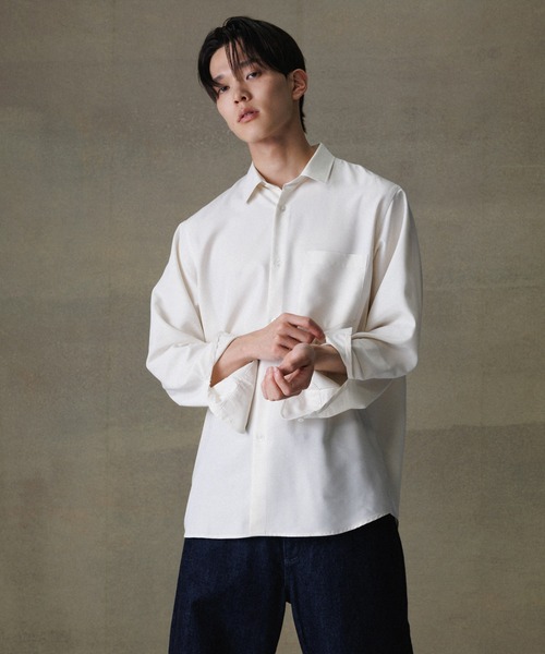 ADAM ET ROPE'(アダムエロペ)の「リラックス ドレープ レーヨンスエード とろみレギュラーカラーシャツ / イージーケア / 3シーズン着用可能 / ユニセックス(シャツ/ブラウス・メンズ・ブラック/ベージュ/キナリ/グリーン系その他2/ブルー系その他5・M/L)」の17枚目の写真