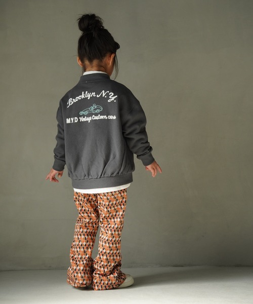 MAKE YOUR DAY（メイクユアデイ）の「うしろ刺繍ハーフジップ裏毛トレーナー■80～140cm（スウェット・キッズ・チャコールグレー/グレー・130/140/90/100/110/120/80）」の6枚目の写真