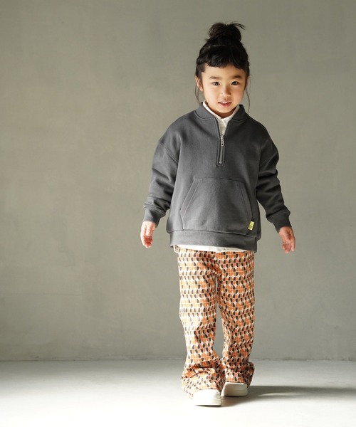 MAKE YOUR DAY（メイクユアデイ）の「うしろ刺繍ハーフジップ裏毛トレーナー■80～140cm（スウェット・キッズ・チャコールグレー/グレー・130/140/90/100/110/120/80）」の8枚目の写真