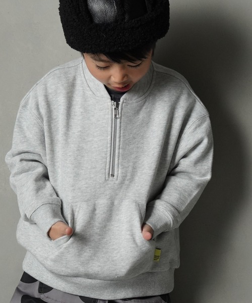 MAKE YOUR DAY（メイクユアデイ）の「うしろ刺繍ハーフジップ裏毛トレーナー■80～140cm（スウェット・キッズ・チャコールグレー/グレー・130/140/90/100/110/120/80）」の10枚目の写真