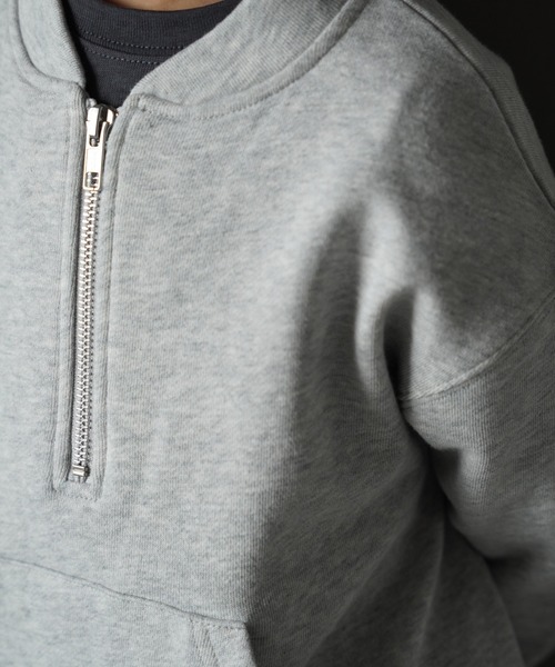 MAKE YOUR DAY（メイクユアデイ）の「うしろ刺繍ハーフジップ裏毛トレーナー■80～140cm（スウェット・キッズ・チャコールグレー/グレー・130/140/90/100/110/120/80）」の11枚目の写真