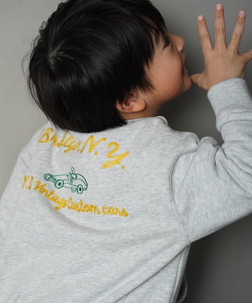 MAKE YOUR DAY（メイクユアデイ）の「うしろ刺繍ハーフジップ裏毛トレーナー■80～140cm（スウェット・キッズ・チャコールグレー/グレー・130/140/90/100/110/120/80）」の9枚目の写真