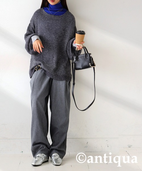 antiqua(アンティカ)の「配色タートルヒートリブインナー(ニット/セーター・レディース・グレー系その他/ブルー系その他2/ブラック系その他/グリーン系その他/ブルー系その他/ホワイト系その他/レッド系その他・P/R)」の21枚目の写真