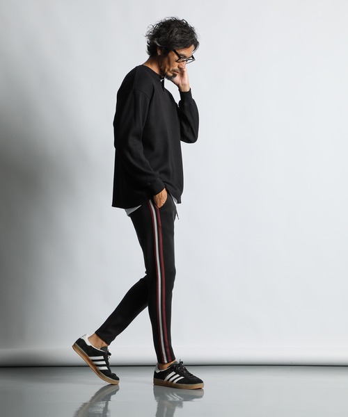 セール】RELAX FIT WAFFLE HENLEY NECK L/S TEE：リラックス