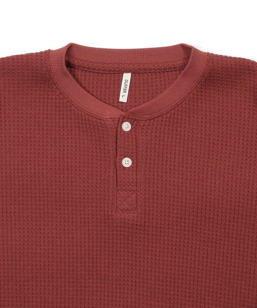 セール】RELAX FIT WAFFLE HENLEY NECK L/S TEE：リラックス