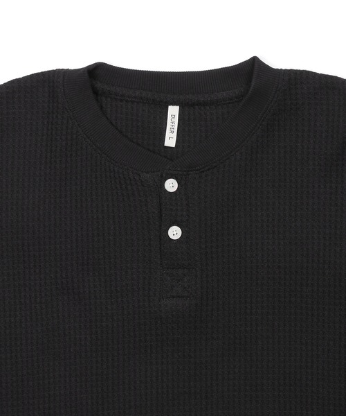 セール】RELAX FIT WAFFLE HENLEY NECK L/S TEE：リラックス
