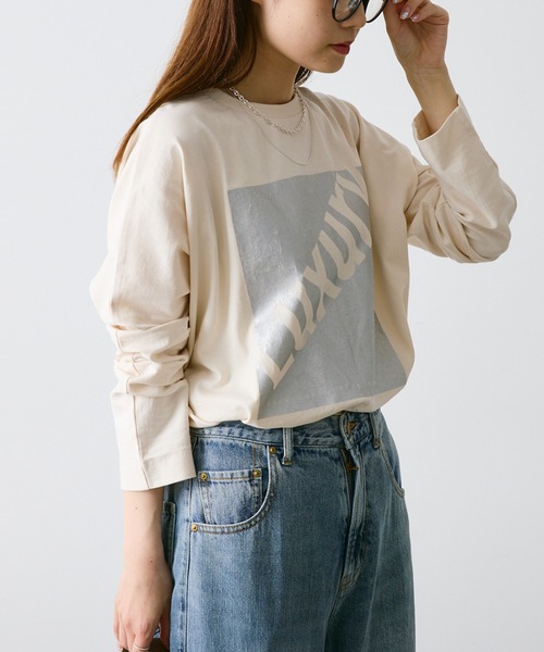 PUAL CE CIN(ピュアルセシン)の「【WEB限定カラーあり】LUXURYプリントロンT(Tシャツ/カットソー・レディース・アイボリー/チャコールグレー/オフホワイト・FREE)」の14枚目の写真