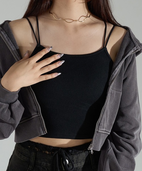 apres jour mignon(アプレジュールミニョン)の「ダブルストラップカップ付きキャミソール(キャミソール・レディース・アイボリー/ブラック/チャコールグレー/ブラック系その他/ナチュラル・フリー/X-LARGE)」の3枚目の写真