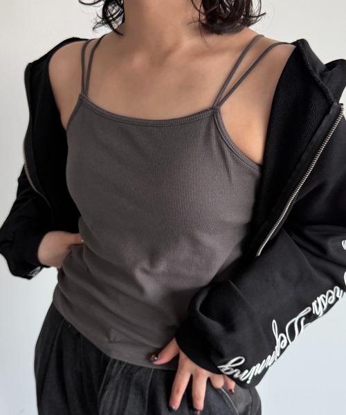 apres jour mignon(アプレジュールミニョン)の「ダブルストラップカップ付きキャミソール(キャミソール・レディース・アイボリー/ブラック/チャコールグレー/ブラック系その他/ナチュラル・フリー/X-LARGE)」の13枚目の写真