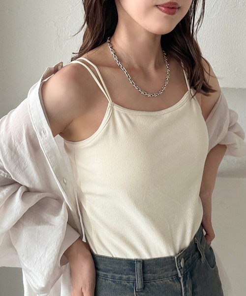 apres jour mignon(アプレジュールミニョン)の「ダブルストラップカップ付きキャミソール(キャミソール・レディース・アイボリー/ブラック/チャコールグレー/ブラック系その他/ナチュラル・フリー/X-LARGE)」の15枚目の写真