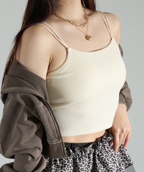 apres jour mignon(アプレジュールミニョン)の「ダブルストラップカップ付きキャミソール(キャミソール・レディース・アイボリー/ブラック/チャコールグレー/ブラック系その他/ナチュラル・フリー/X-LARGE)」の14枚目の写真