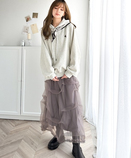 classicalelf(クラシカルエルフ)の「シンプル大人カジュアル。ワンポイント胸刺繍裏起毛パーカー(セットアップ可能)(パーカー・レディース・ブラウン/オートミール/ブラック/スモークピンク/グレイッシュベージュ/杢グレー・LARGE/MEDIUM/SMALL/X-LARGE)」の10枚目の写真