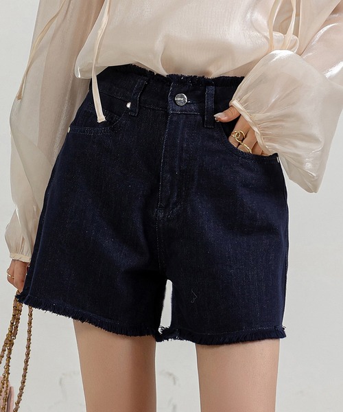 DAY CLOSET（デイ クローゼット）の「【大きいサイズ有】フリンジ Aライン ヴィンテージライク カットオフ ショートデニムパンツ レディース（デニムパンツ・レディース・ライトブルー/ネイビー/ブラック・L/M/XXL/XL/S）」の22枚目の写真