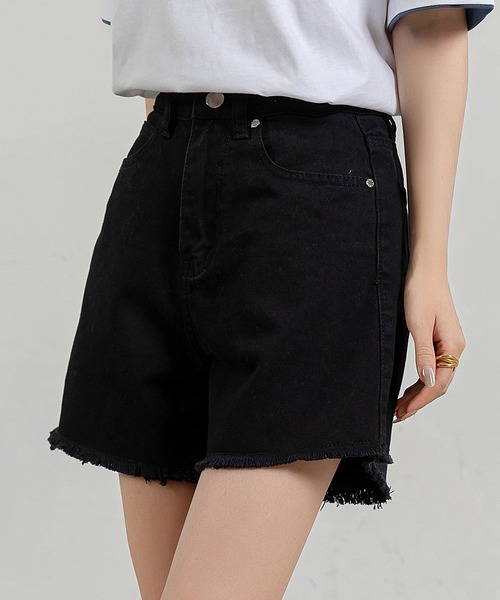 DAY CLOSET（デイ クローゼット）の「【大きいサイズ有】フリンジ Aライン ヴィンテージライク カットオフ ショートデニムパンツ レディース（デニムパンツ・レディース・ライトブルー/ネイビー/ブラック・L/M/XXL/XL/S）」の5枚目の写真