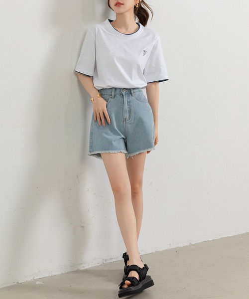 d.i.a.♡新品 デニムショートパンツ セール】レディース Aラインヴィンテージライクカットオフショート