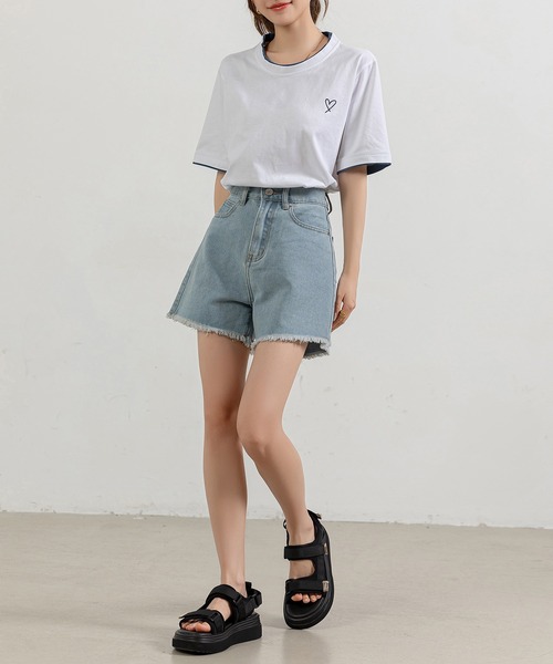 DAY CLOSET（デイ クローゼット）の「【大きいサイズ有】フリンジ Aライン ヴィンテージライク カットオフ ショートデニムパンツ レディース（デニムパンツ・レディース・ライトブルー/ネイビー/ブラック・L/M/XXL/XL/S）」の20枚目の写真