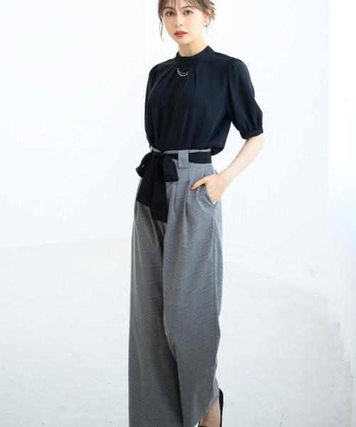 m_03 セール】チェーン付きハイネックブラウス/MM438103（シャツ/ブラウス