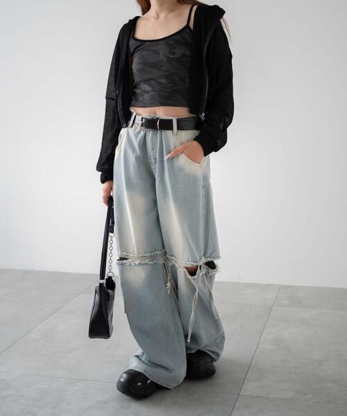 dispark（ディスパーク）の「DISPARK/カモフラージュキャミソール（キャミソール・レディース・グレー/カーキ・FREE）」の3枚目の写真