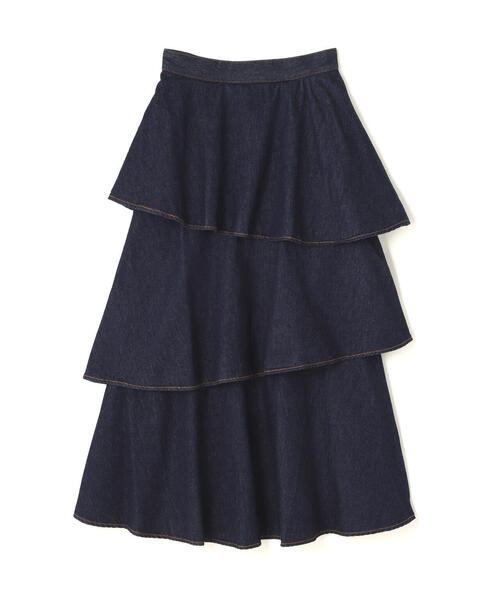 NATURAL BEAUTY BASIC（ナチュラルビューティーベーシック）の「◇ティアードデニムスカート（デニムスカート・レディース・ネイビー・SMALL/MEDIUM）」の2枚目の写真