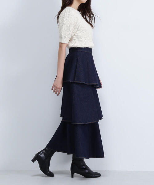 NATURAL BEAUTY BASIC（ナチュラルビューティーベーシック）の「◇ティアードデニムスカート（デニムスカート・レディース・ネイビー・SMALL/MEDIUM）」の9枚目の写真