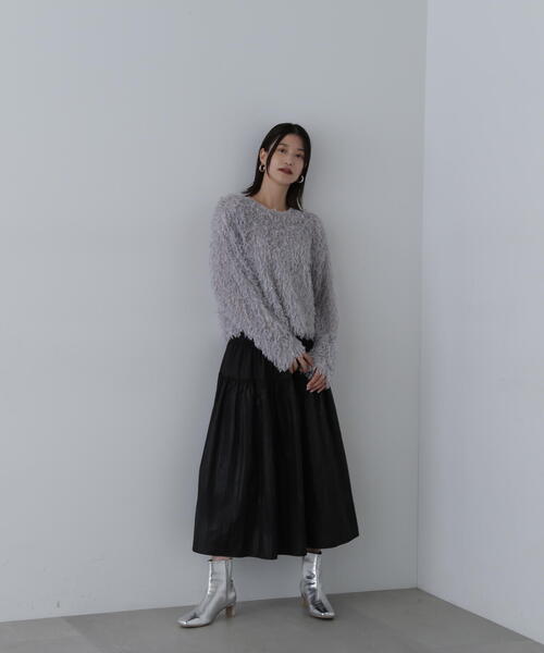 N.(N. Natural Beauty Basic)(エヌエヌナチュラルビューティーベーシック)の「◆シャイニーティアードスカート(スカート・レディース・ブラック/カーキ・MEDIUM)」の10枚目の写真