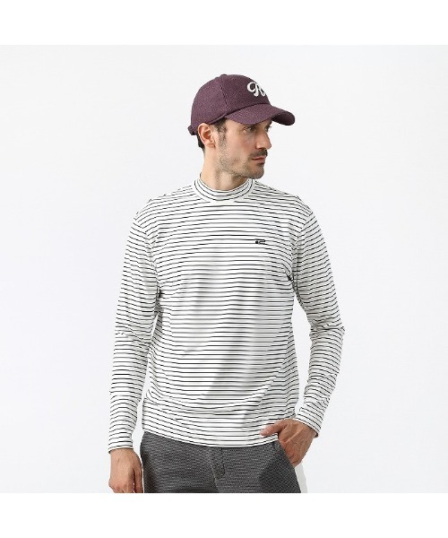 ROSASEN(ロサーセン)の「【Rosasen/GOLF】ベア天ボーダー長袖モックネック(Tシャツ/カットソー・メンズ・ネイビー/ホワイト/カーキ・50)」の1枚目の写真