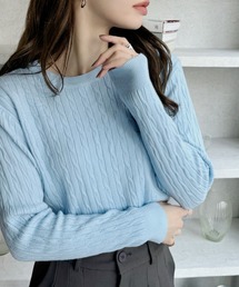 Ada. | クルーネック コンパクト 長袖 ベーシック ケーブル ニット(ニット/セーター)