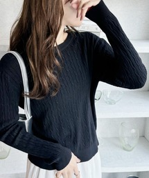 Ada. | クルーネック コンパクト 長袖 ベーシック ケーブル ニット(ニット/セーター)