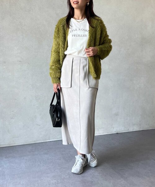 Chez toi(シェトワ)の「チュール重ねロゴロンT(Tシャツ/カットソー・レディース・チャコールグレー/オフホワイト/グレイッシュベージュ・FREE)」の11枚目の写真