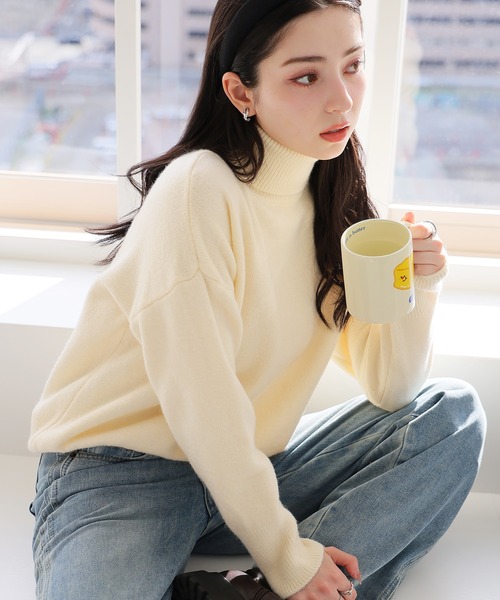 Doula Doula（ドゥーラドゥーラ）の「ハイネック長袖ニット（ニット/セーター・レディース・モカ/ベージュ/グレー/アイボリー/ブラック・FREE）」の7枚目の写真