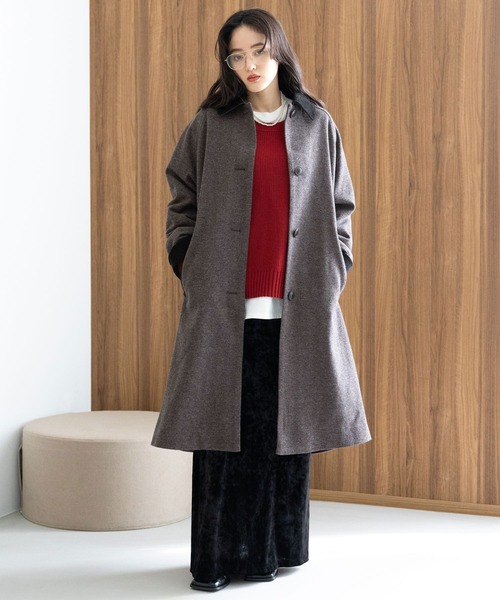 RAGEBLUE（レイジブルー）の「＜WOOLLYTEC/ウーリーテック＞ハンティングステンカラーコート（ステンカラーコート・レディース・ブラック/オリーブ/ブラウン/グレー系・FREE/MEDIUM/LARGE）」の3枚目の写真