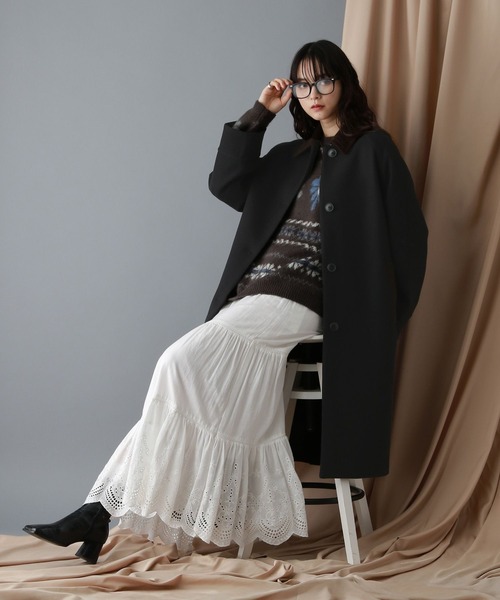 RAGEBLUE（レイジブルー）の「＜WOOLLYTEC/ウーリーテック＞ハンティングステンカラーコート（ステンカラーコート・レディース・ブラック/オリーブ/ブラウン/グレー系・FREE/MEDIUM/LARGE）」の22枚目の写真