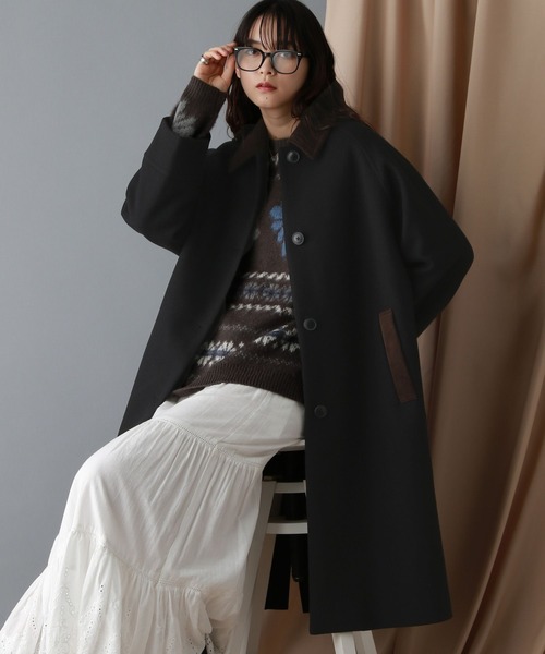 RAGEBLUE（レイジブルー）の「＜WOOLLYTEC/ウーリーテック＞ハンティングステンカラーコート（ステンカラーコート・レディース・ブラック/オリーブ/ブラウン/グレー系・FREE/MEDIUM/LARGE）」の20枚目の写真