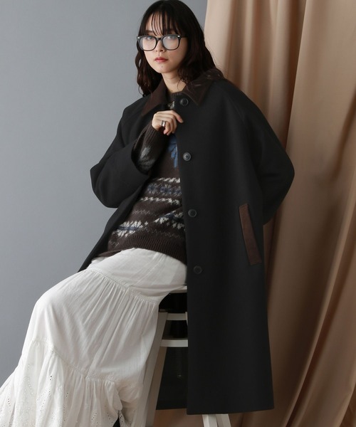 RAGEBLUE（レイジブルー）の「＜WOOLLYTEC/ウーリーテック＞ハンティングステンカラーコート（ステンカラーコート・レディース・ブラック/オリーブ/ブラウン/グレー系・FREE/MEDIUM/LARGE）」の19枚目の写真