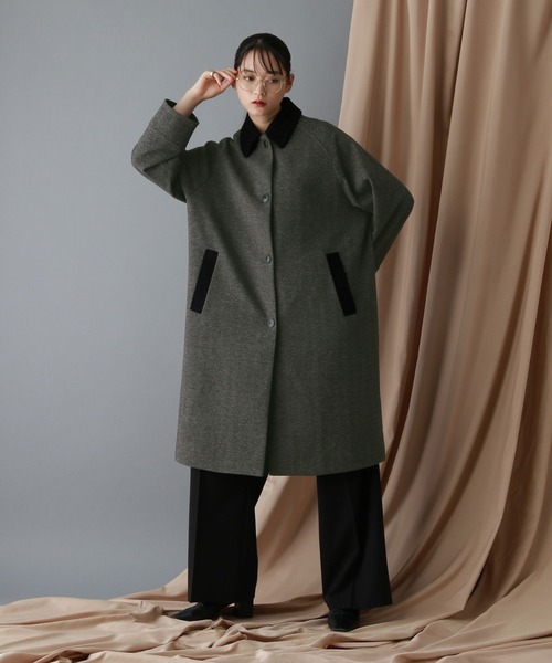 RAGEBLUE（レイジブルー）の「＜WOOLLYTEC/ウーリーテック＞ハンティングステンカラーコート（ステンカラーコート・レディース・ブラック/オリーブ/ブラウン/グレー系・FREE/MEDIUM/LARGE）」の18枚目の写真