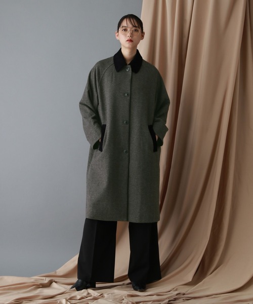 RAGEBLUE（レイジブルー）の「＜WOOLLYTEC/ウーリーテック＞ハンティングステンカラーコート（ステンカラーコート・レディース・ブラック/オリーブ/ブラウン/グレー系・FREE/MEDIUM/LARGE）」の17枚目の写真