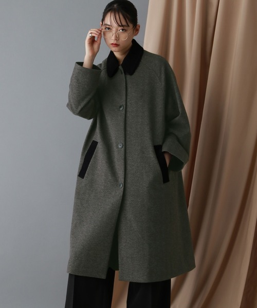 RAGEBLUE（レイジブルー）の「＜WOOLLYTEC/ウーリーテック＞ハンティングステンカラーコート（ステンカラーコート・レディース・ブラック/オリーブ/ブラウン/グレー系・FREE/MEDIUM/LARGE）」の16枚目の写真