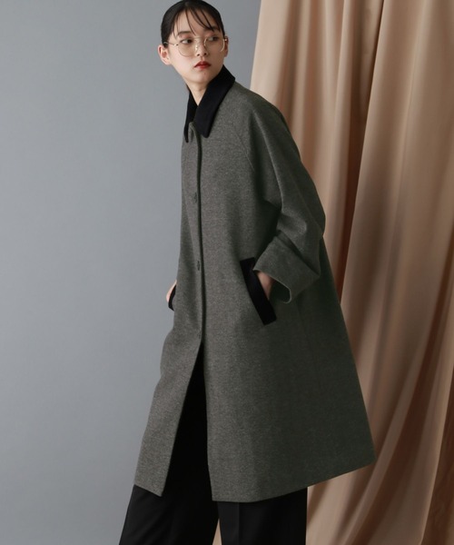 RAGEBLUE（レイジブルー）の「＜WOOLLYTEC/ウーリーテック＞ハンティングステンカラーコート（ステンカラーコート・レディース・ブラック/オリーブ/ブラウン/グレー系・FREE/MEDIUM/LARGE）」の14枚目の写真