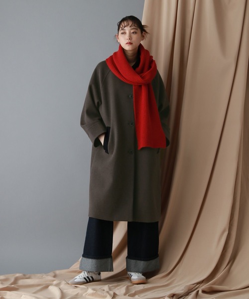 RAGEBLUE（レイジブルー）の「＜WOOLLYTEC/ウーリーテック＞ハンティングステンカラーコート（ステンカラーコート・レディース・ブラック/オリーブ/ブラウン/グレー系・FREE/MEDIUM/LARGE）」の13枚目の写真