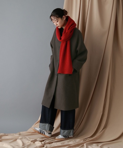 RAGEBLUE（レイジブルー）の「＜WOOLLYTEC/ウーリーテック＞ハンティングステンカラーコート（ステンカラーコート・レディース・ブラック/オリーブ/ブラウン/グレー系・FREE/MEDIUM/LARGE）」の12枚目の写真