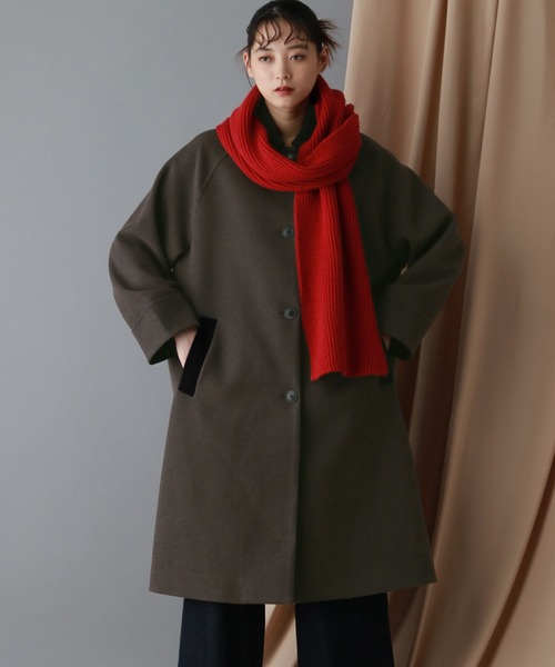 RAGEBLUE（レイジブルー）の「＜WOOLLYTEC/ウーリーテック＞ハンティングステンカラーコート（ステンカラーコート・レディース・ブラック/オリーブ/ブラウン/グレー系・FREE/MEDIUM/LARGE）」の11枚目の写真