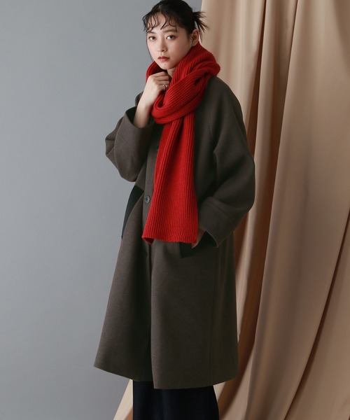 RAGEBLUE（レイジブルー）の「＜WOOLLYTEC/ウーリーテック＞ハンティングステンカラーコート（ステンカラーコート・レディース・ブラック/オリーブ/ブラウン/グレー系・FREE/MEDIUM/LARGE）」の9枚目の写真