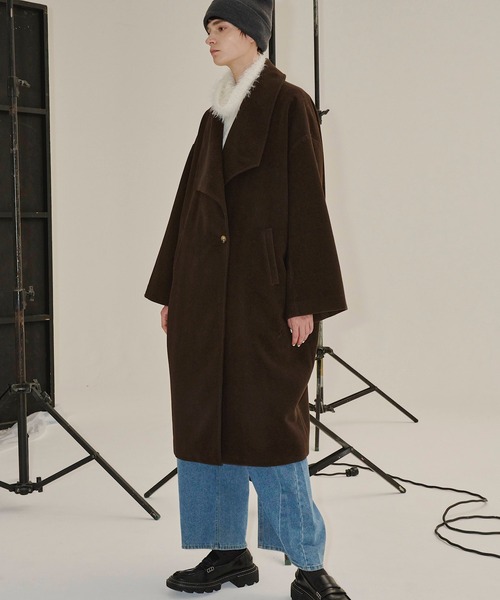 セール】アシンメトリーBIGカラーロングコート（その他アウター）｜LA